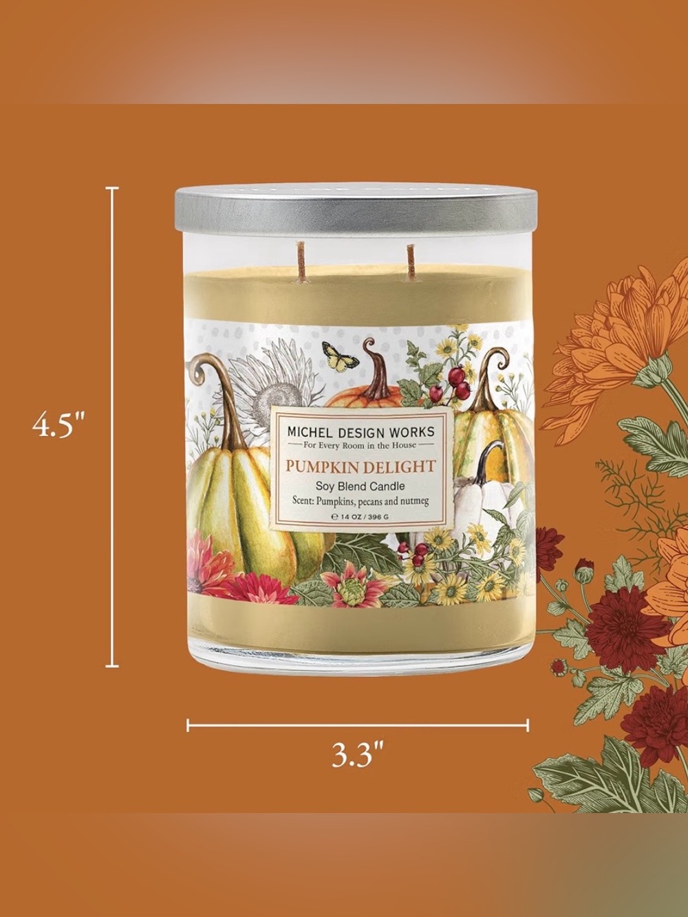 Michel Design Works Pumpkin Delight Soy Blend Candle~pumpkins, pecan, nutmeg/New - Picture 2 of 5